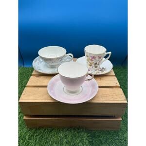 Vintage Tea Cup & Saucer Trio Mixed Lot-Royal Dover Imperial China- MVCo Germany